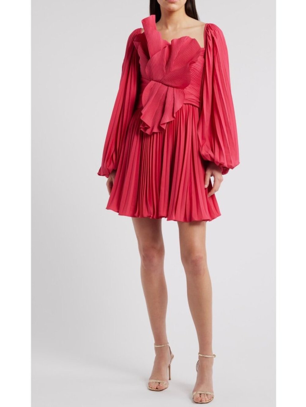 Acler Newtoft Pleated Long Sleeve Cocktail Minidress dress size US 2